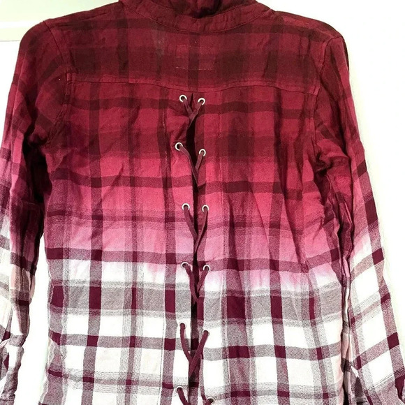 NWOT Justice Girls Maroon Pink & White Checked Full Sleeved Shirt Size 14-16 - Picture 6 of 9